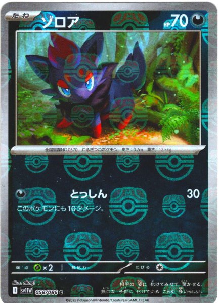 画像1: 【豪華プレミアムミラー仕様(マスターボール)】ゾロア[PKM_sv11W_058/086_C]※商品説明必読※ (1)